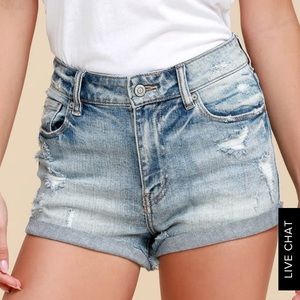 Lulu's high waisted distressed denim shorts
